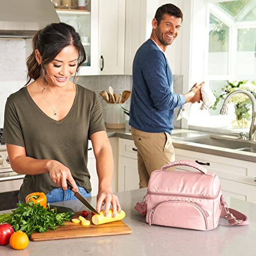 Bentgo® Deluxe Lunch Bag - Durable And Insulated Lunch Tote With Zippered Outer Pocket, Internal Mesh Pocket, Padded & Adjustable Straps, & 2-Way Zippers - Fits Most Lunch Boxes (Blush) #TOP1