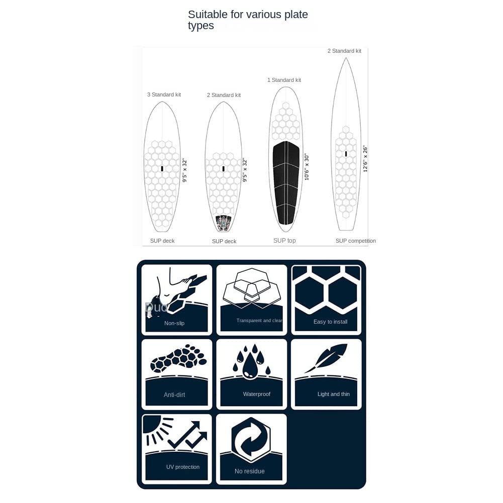 VIFER Pad Antiscivolo Per Tavola Da Surf - 3 Pezzi In EVA Nero Per Trazione