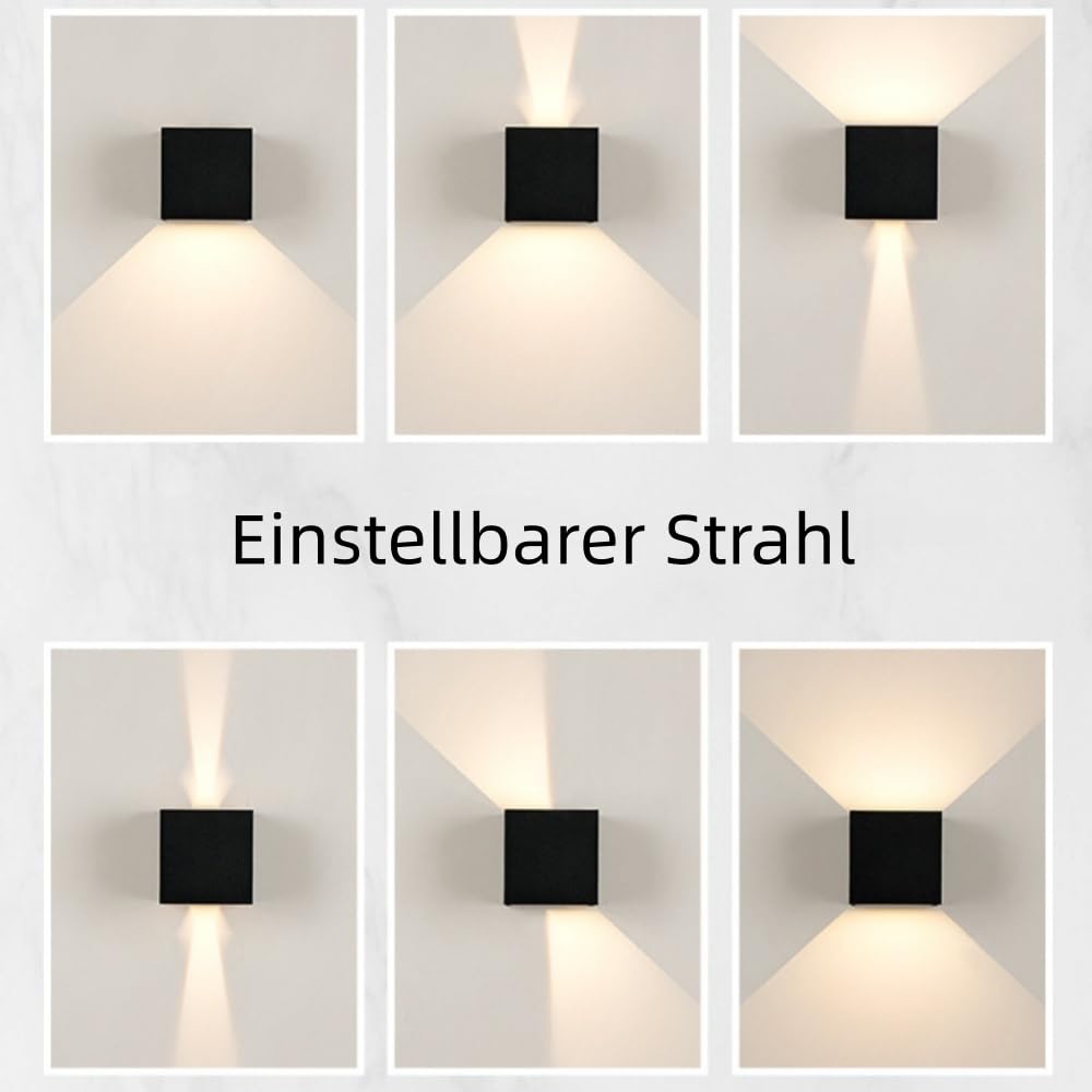 LuminaCube 12W LED Wandleuchte, Einstellbarer Lichtstrahl, 3000K Warmes Licht, Zum Gebrauch einstecken, Modern für Wohnzimmer, Schlafzimmer, Garten, Flur, Treppen