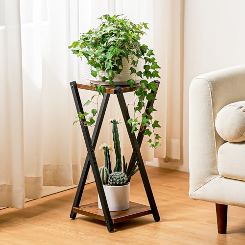 Bamworld Corner Plant Stand Indoor Small Plant Shelf 2 Tier Flowe...