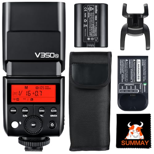 GODOX V350N TTL Flash 1/8000s High Speed Sync Camera Flash with Rechargeable Battery 500 Times Full