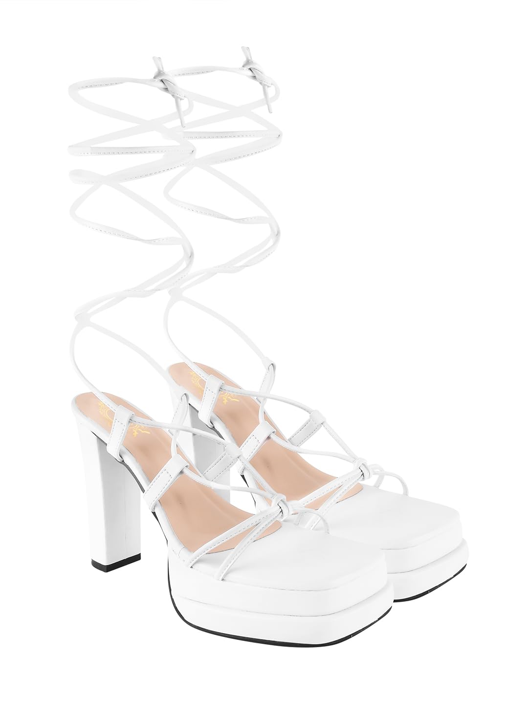 Shoetopia Strappy White Block Heeled Sandals For Women & Girls /UK4 (B0CBMSMVVV) Amazon Price History, Amazon Price Tracker