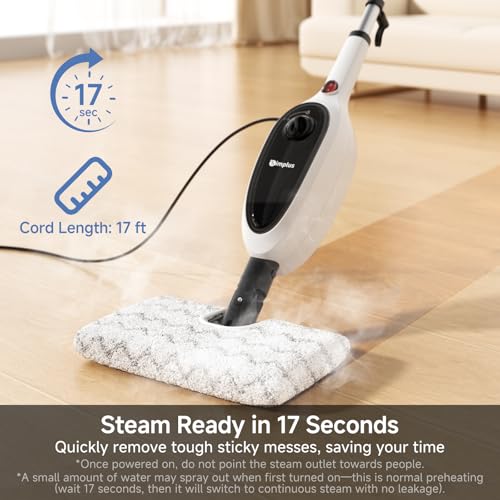 SIMPLUS Steam Mop, 8-in-1 Steam Cleaner, 17S Heat Up, Floor Steamer Double-Sided Flip Design, Suitable for Kitchen, Bathroom, Wood Floor, Tile, Windows, Clothes, Whole Home Cleaning
