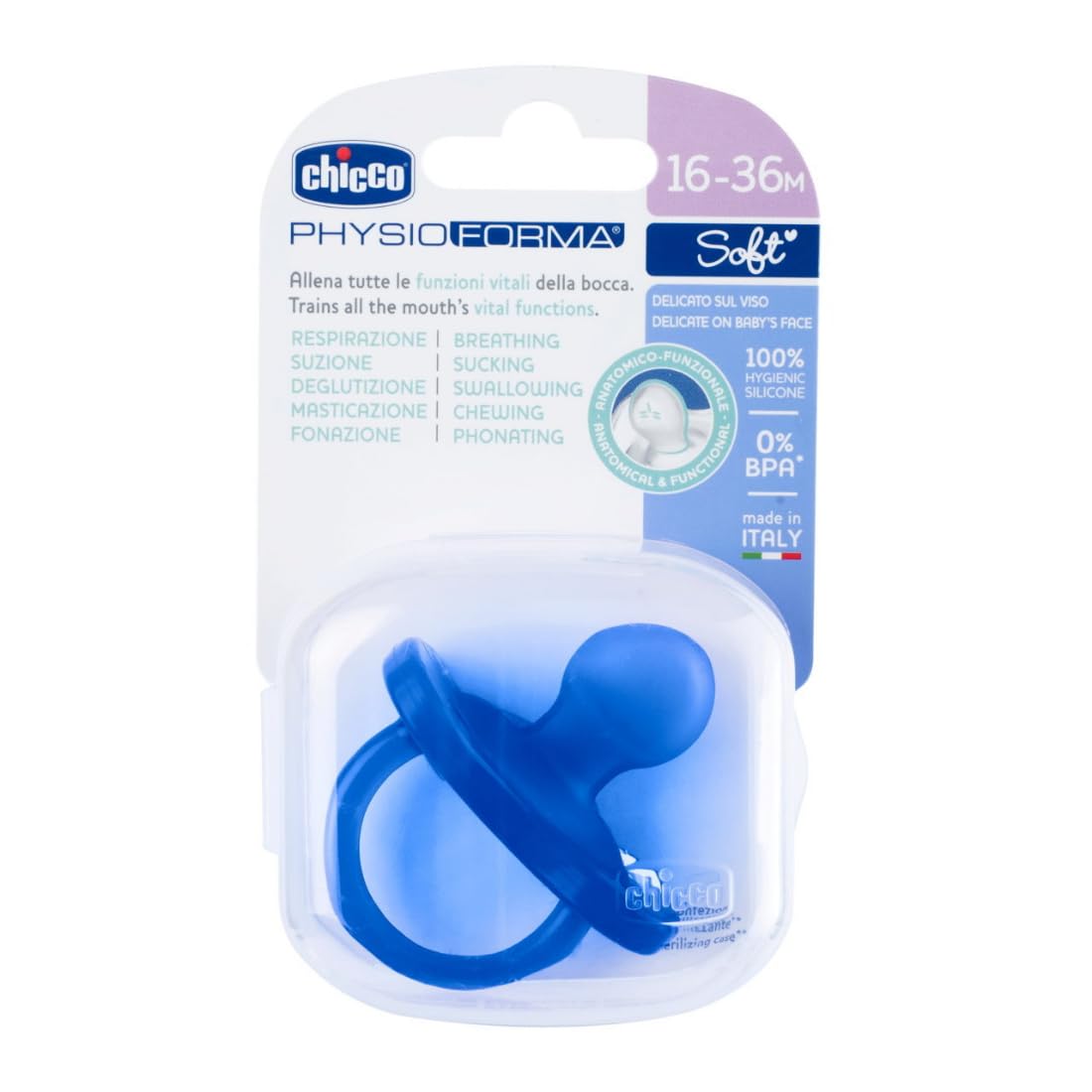 Chicco Physioforma Soft|Silicone Soother/Pacifier |Bpa-Free with Steriliser Carry Case|16-36Mn(1Pc-Blue)-image-37