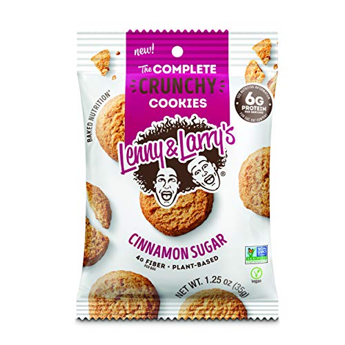 Lenny & Larry's The Complete Crunchy Cookies, Cinnamon Sugar, 6g Vegan Protein, 1.25oz Single Serve Bags, 12 Count
