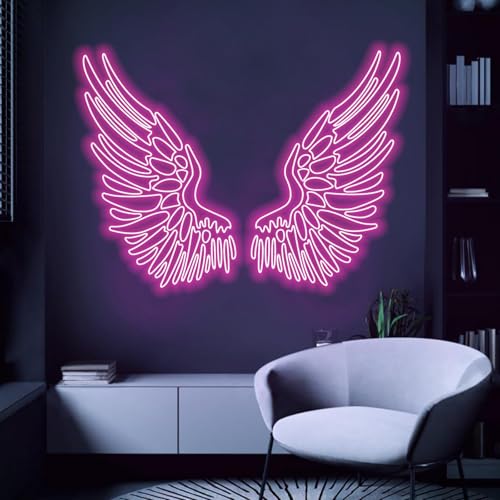 AMANYMXOK 2Pcs Angel Wings Led Neon Sign Light Up Decorations for Wall Decor Neon Sign Customizable for Bedroom Bar Shop Party Size: 47.2 x 39.3 inches