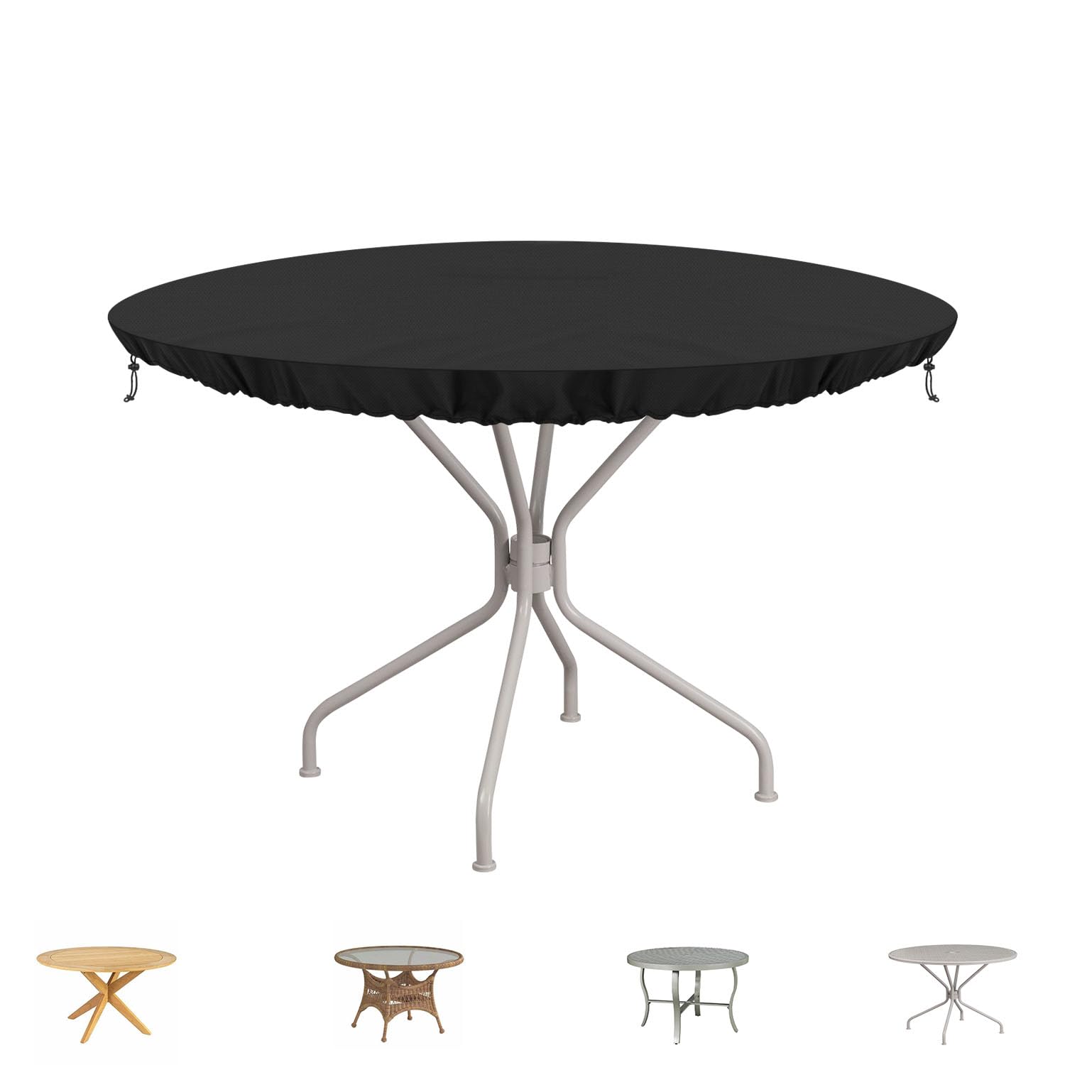 Housse de Protection Table Basse de Jardin Impermeable Anti-UV Tissu Oxford 420D Ø102x10cm
