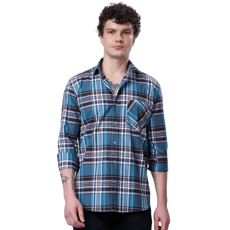 stylox Men Multi Color Check Polo Collar Shirt Sleeve Regular Fit Breathable Soft Fabric Easy Movement Wear Neat Tailored Look (XL)-picture-10