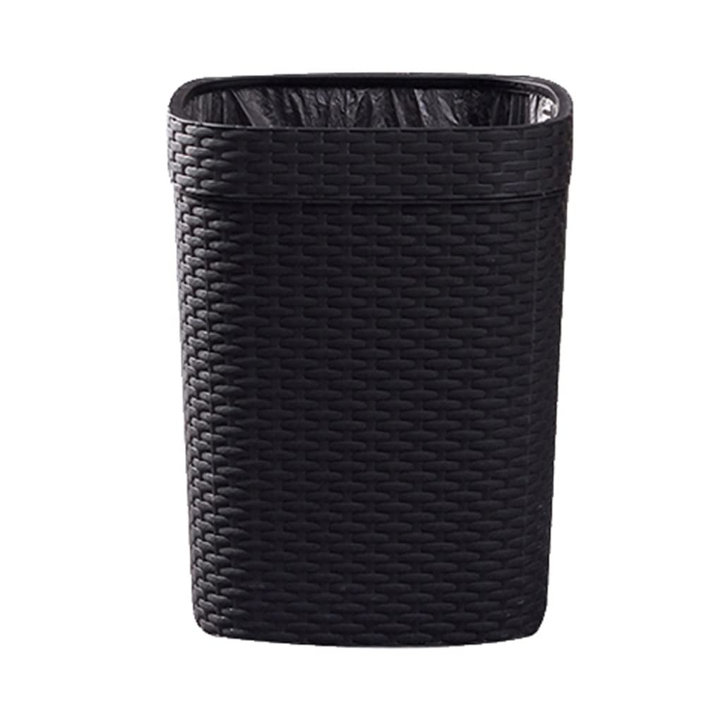Kosz na śmieci Naśladowany Rattan Rattbasket Trash Can, Kuchenny kosz na śmieci, prostokątne, 14 litrów Kosz łazienkowy