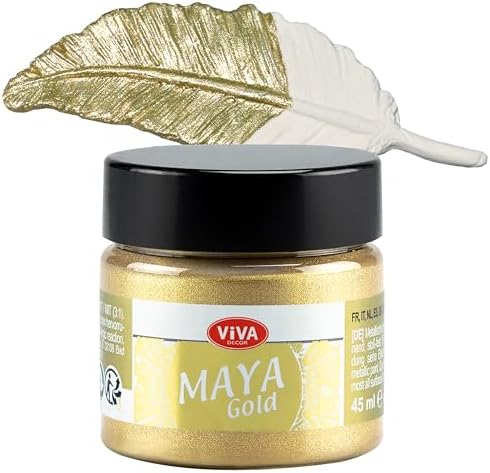 Viva Decor Maya Gold Metallic Paint – Champagne Shiny Acrylic For Crafts On Wood, Glass, Porcelain