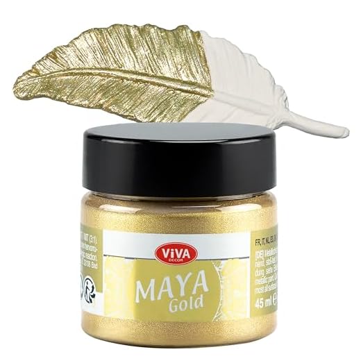 Viva Decor® Maya Gold (Champagner, 45 ml) glänzende Metallic Farben zum Basteln - Acrylfarben Gold Metallic für Holz, Pappe, Beton, Papier, Leinwand uvm. - Made in Germany
