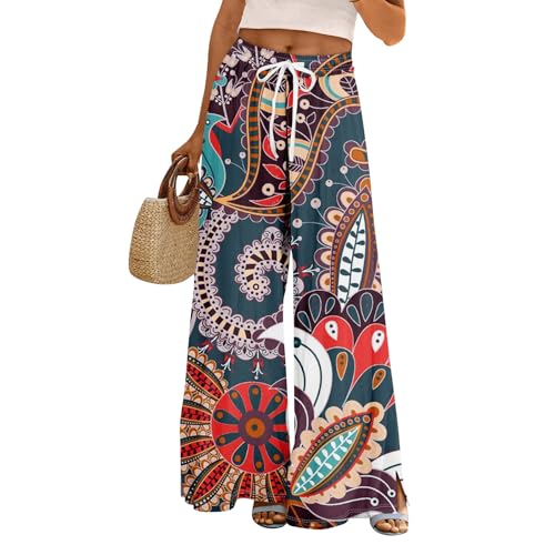 Palazzo Pants for Women Casual Summer Boho Wide Leg Pants High Waist Lounge Pant 2025 Beach Vacation Outfits