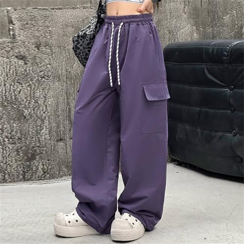 Girls Lightweight Cargo Pants Wide Leg Streetwear Kids 2025 Trendy Cargo Pants with Pockets Jogger Workout Trousers3