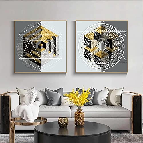 Décoration Murale Salon Moderne avec ce Lot de 2 Toiles Abstraites Scandi 40x40 cm