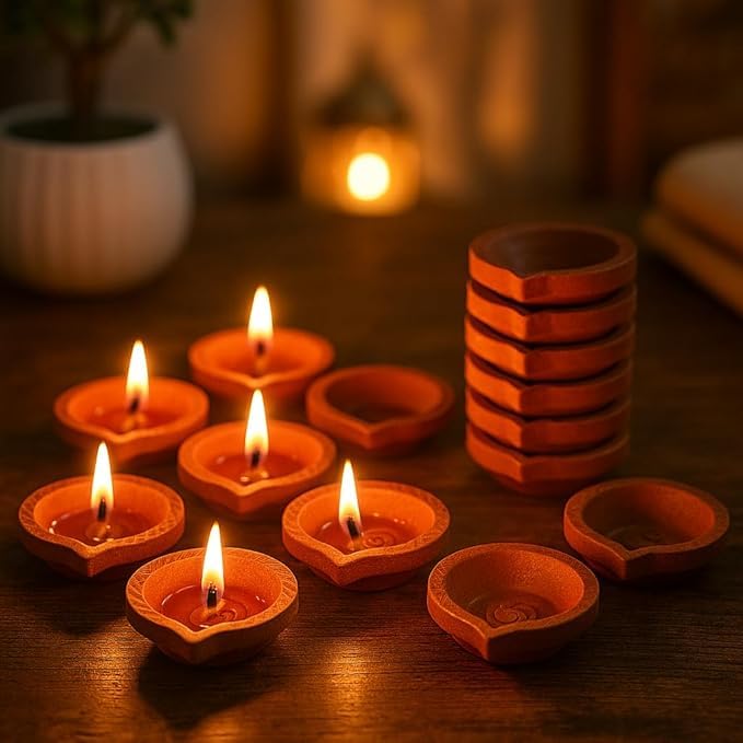 Best Brass Diyas: Brass vs Clay & Puja Essentials 75 Clay Diya Set of 25 Handmade Earthen Oil Lamps for Diwali Festiva...