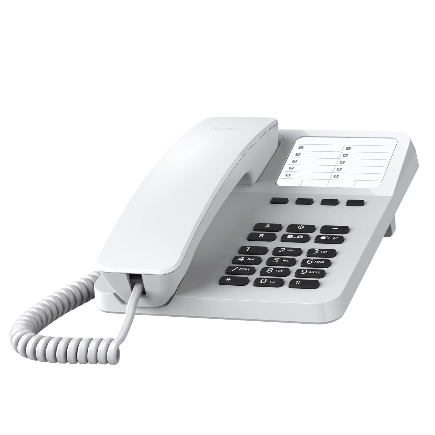 Gigaset DESK 400 - Telefono da tavolo o parete - Telefonare in Modo Semplice - Selezione DTMF o a Impulsi Regolabile, Bianco [Versione Italiana]