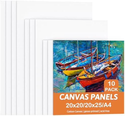 Lienzos para Pintar, Set de 10 Lienzos - 20x20cm, 20x25cm, A4(21x...