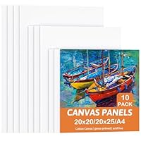 Koncci Leinwand zum Bemalen Set (10 Stück) - 20x20cm, 20x25cm, A4, Baumwolle Weiße Künstler Leinwände zum Malen - Geeignet für Acryl ölfarben Anfänger Studentin Künstlerin (nicht Keilrahmen)