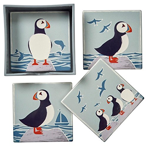 Juego de 4u00a0posavasos diseño de frailecillos