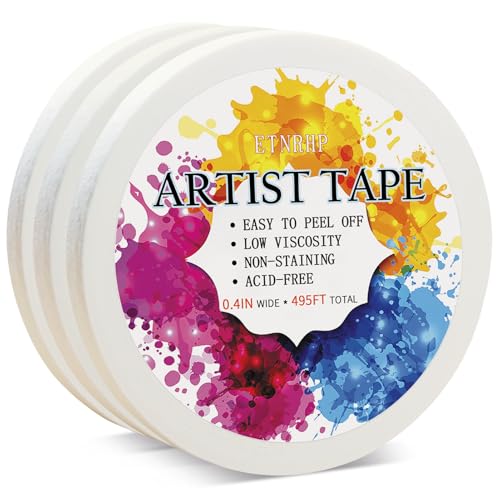 ETNRHP Artist Tape for Watercolor Paper Borders, 0.4in 3 Packs 495ft Total
