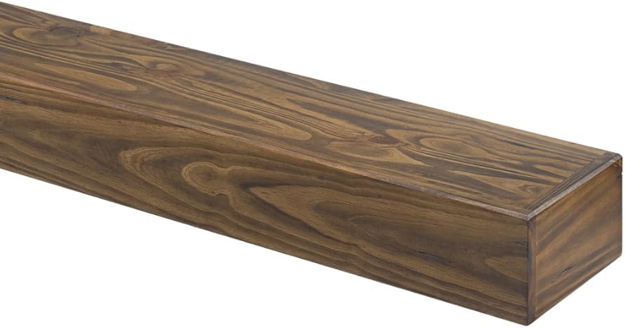 MANTELSDIRECT Woodsman 72" Wood Fireplace Mantel Shelf – Modern Rustic Floating Mantel, Solid Pine Wood, Easy Wall Mount, Subtle Distressing Hand-Hewn Style – Unfinished