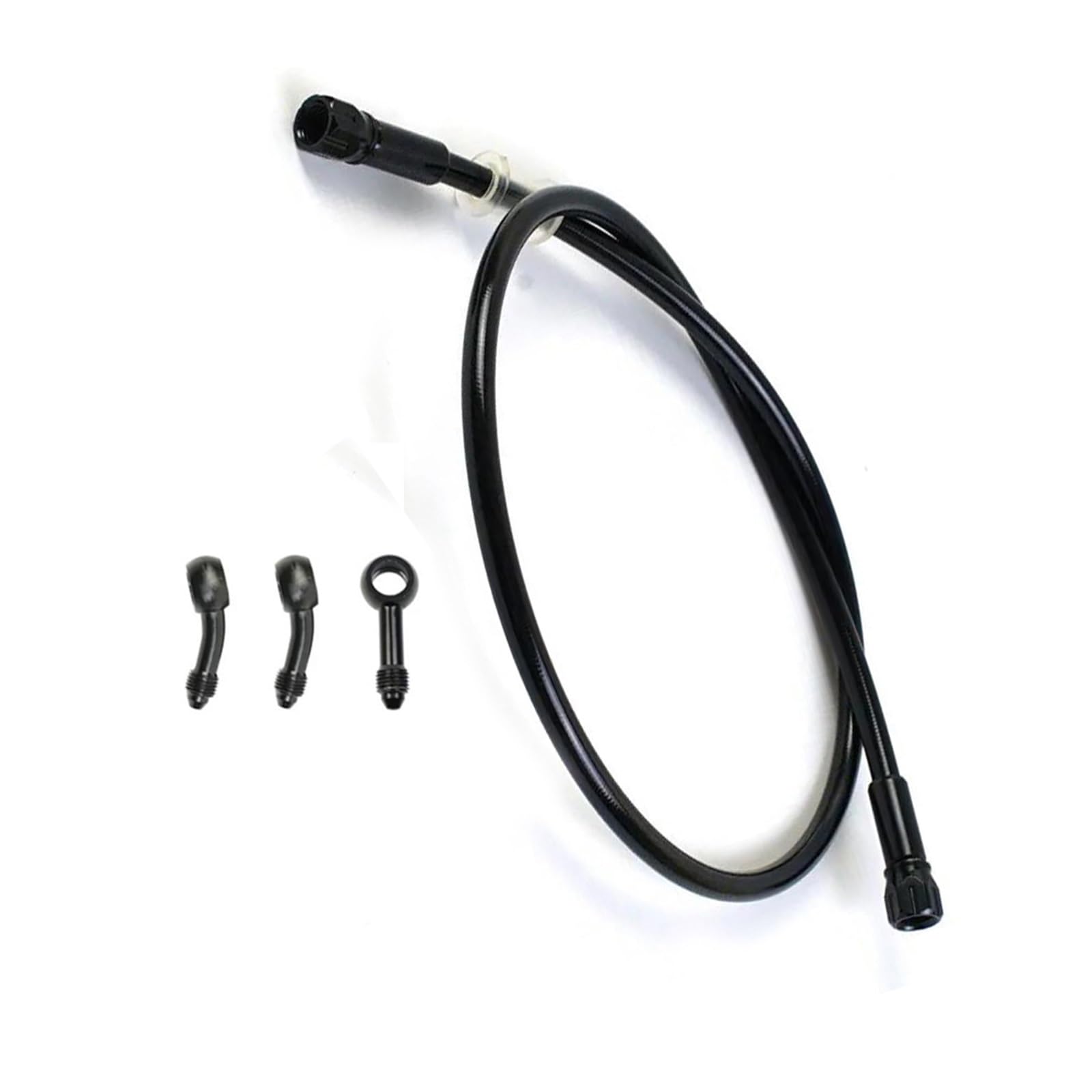 Shqxd Black- Silver Hydraulic Brake Hose An3 Motorcycle Atv Pit Dirt Street Racing Bike Motocross Motorbike Brake Hose Stainless Steel Braided Line With 360° Rotatable Banjo(800Mm)