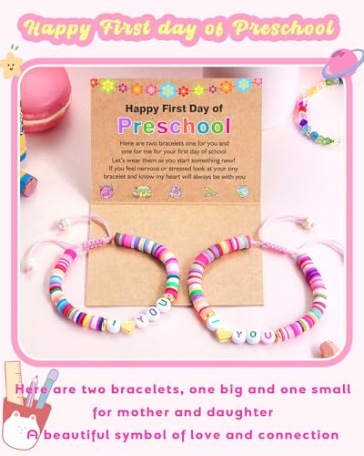 First Day of Preschool Pre K Prek Bracelet Mommy and Me Back to School First Day of School Gifts for Mom and Daughter Mother Daughter Anxiety Bracelets Back to School Gifts for Girls3