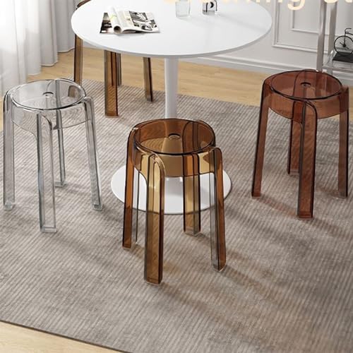 Taburete de bar de acrílico transparente, taburete apilable de altura de mostrador, moderno y transparente sin respaldo, taburete de cocina y patio para comedor, sala de estar, interior y exterior - imagen 2