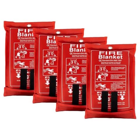 Emergency Fire Protection Blanket, 40" x 40"(Pack of 4), Fire Supression Blanket, Fire Blanket Fiberglass, Fire Blanket for Home, Kitchen, School, Grill, Camping Cover