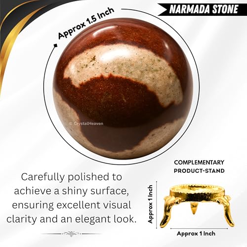 Image of Certified Narmada Shiva Lingam Crystal Ball for Meditation - Premium Crystal Vastu Items for Home and Feng Shui Items for Good Luck - Ideal for Pooja Supplies and Spiritual Practices (1.5 inch Inch)