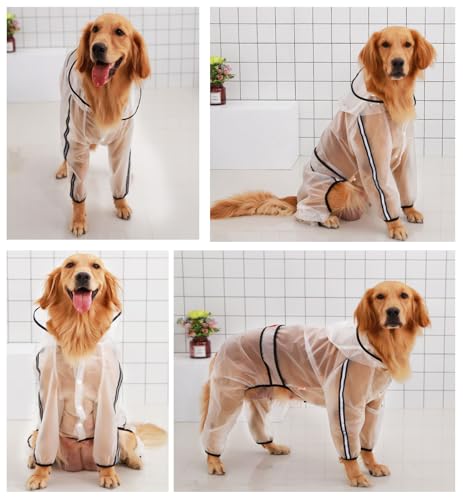 BT Bear Hunde-Regenmantel mit Beinen, transparent, vierbeinig, wasserdicht, mit reflektierenden Streifen und Kapuze, Overall für große Hunde (7XL)