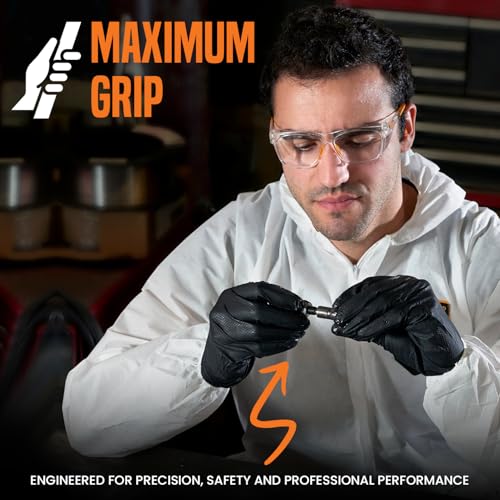 50 Black Nitrile Disposable Gloves Large Heavy duty, Diamond Grip Gloves, Latex-Free, Powder-Free, Non-slip, Extra Thick – Ideal For Mechanics, Workshop, and Automotive use. - Image 6
