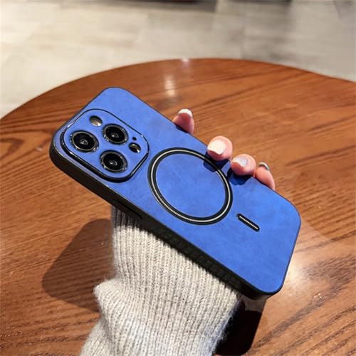 Protégez votre iPhone 13 Pro : étui cuir magnétique antichoc bleu