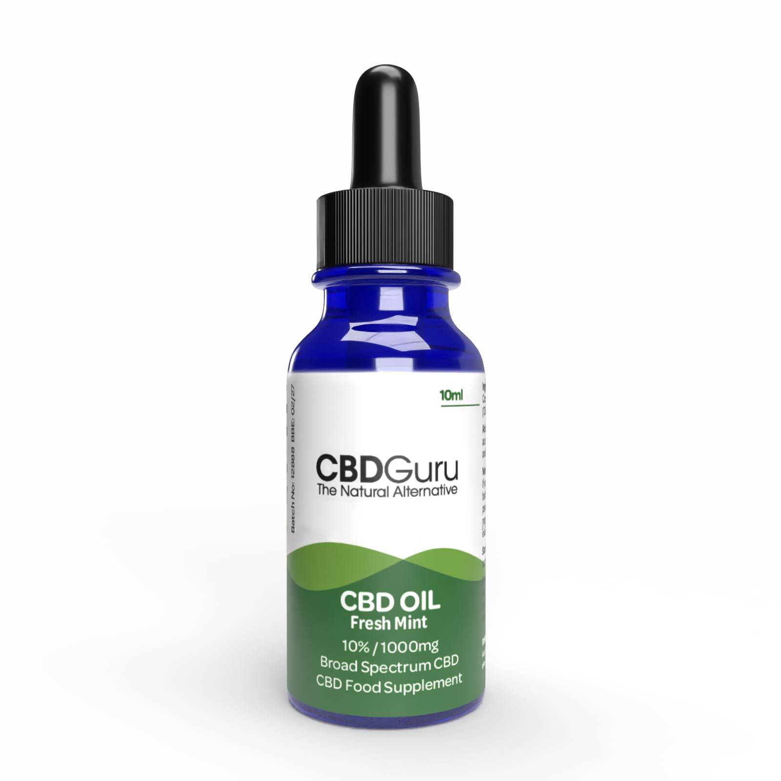 CBD Guru CBD Oil Drops 1000mg 10ml - Fresh Mint Flavour Broad Spectrum CBD 10% for Sleep & Anxiety Support(Packaging May Vary)