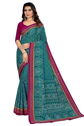Image of TAMAIRA FASHION Women's Plain Weave Pure Cotton Saree Without Blouse Piece(11232 Seagreen)