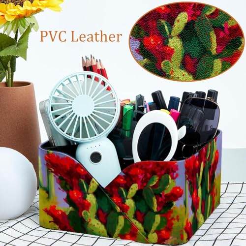 Organiseur de bureau fleurs de cactus rouges pour ranger les fournitures - 6