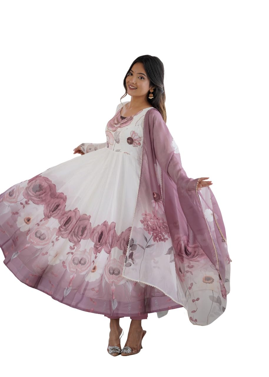 Real Modeling Pure Soft ORGANJA Silk Fabric Fully Flair Kali Pattern and Canvas PATTA with DUPPTA Set,Pent Ready to WEAR-image-48