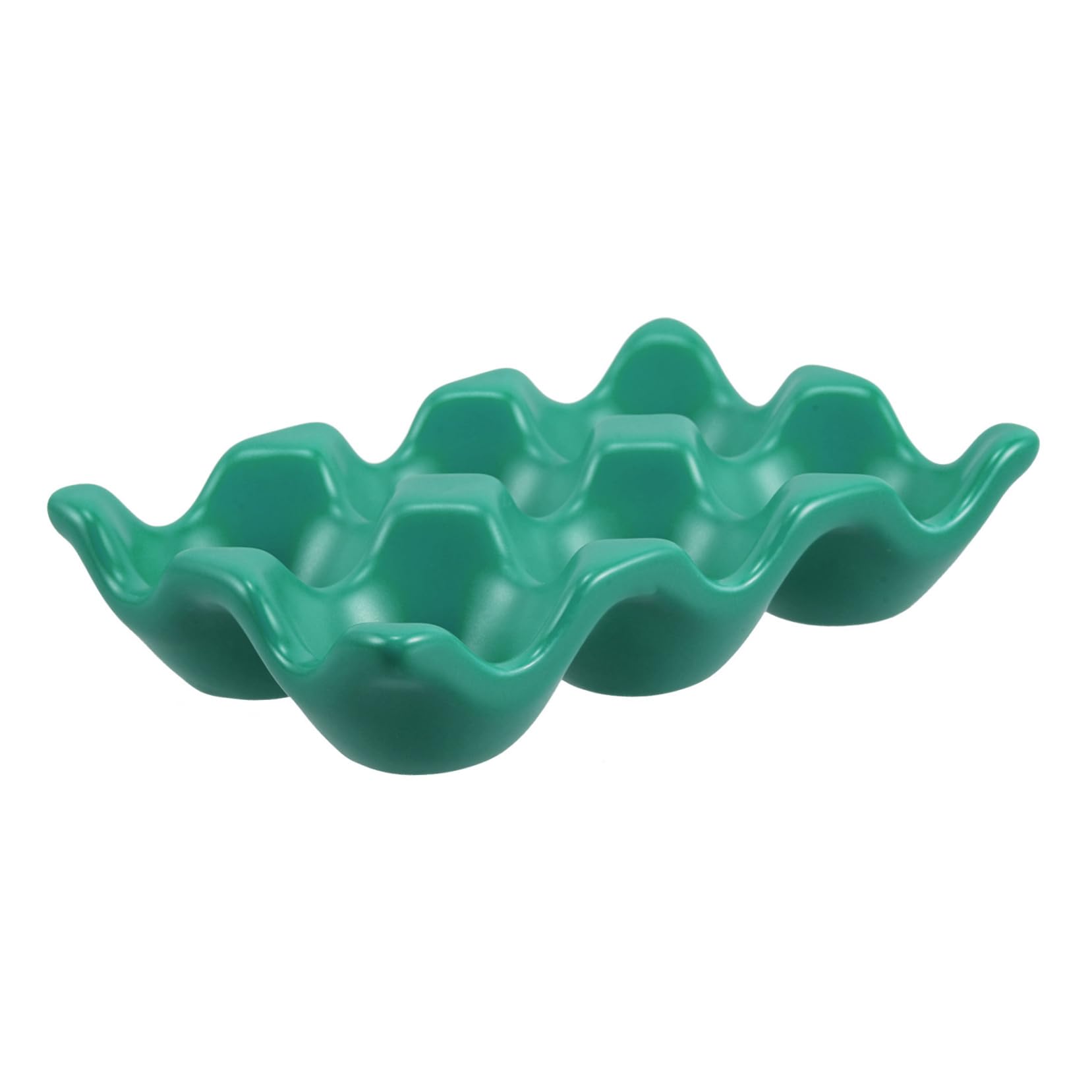 Homoyoyo 6-cup Ceramic Egg Holder Egg Rack for Refrigerator Countertop Tray Stackable Storage Organizer for Fridge Ceramic Keeper