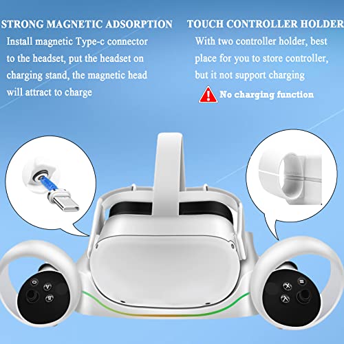 Ladestation für Oculus Quest 2, Megadream VR Magnetische Ladedock mit LED Leuchten, mit Controller Ständer für Oculus Quest 2 Zubehör für Desktop-Installation Verwendet Werden, Wandmontage - Image 4