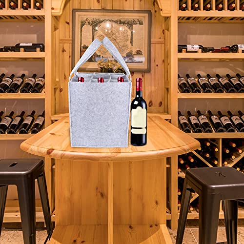 Image of GREENSHEEP 9 Bottle Wine Carrier Bag, Reusable Wine Bottle Tote Bag, Portable Wine Travel Bag with Handle for Picnic, Camping, Travel, Wine Tasting, Party (Light Grey 9 Pockets)