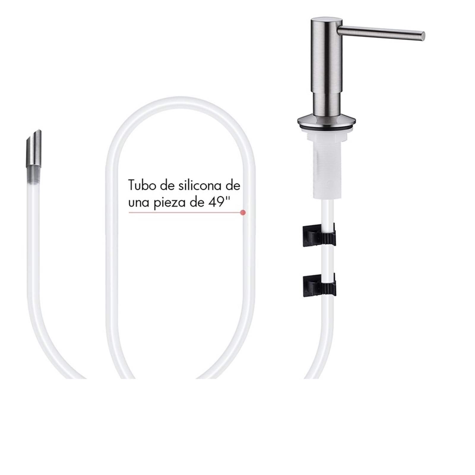 Dispenser per sapone da cucina Pompa for erogatore di sapone liquido in nichel spazzolato Tubo in silicone for lavastoviglie prolunga in gomma montato sotto il ponte Maschio più lungo per lavello