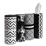 Winoo Design Small Car Tissues Holder - 4PK Modern Black Plastic & Resin Facial Tissues Cylinder - Fits Most Car Cup Holders - Travel Tissue Tubes Box Container