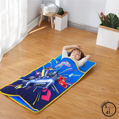 Image of Super Soft Plush Toddler Quilted Nap Mat with Built in Blanket and Pillow
