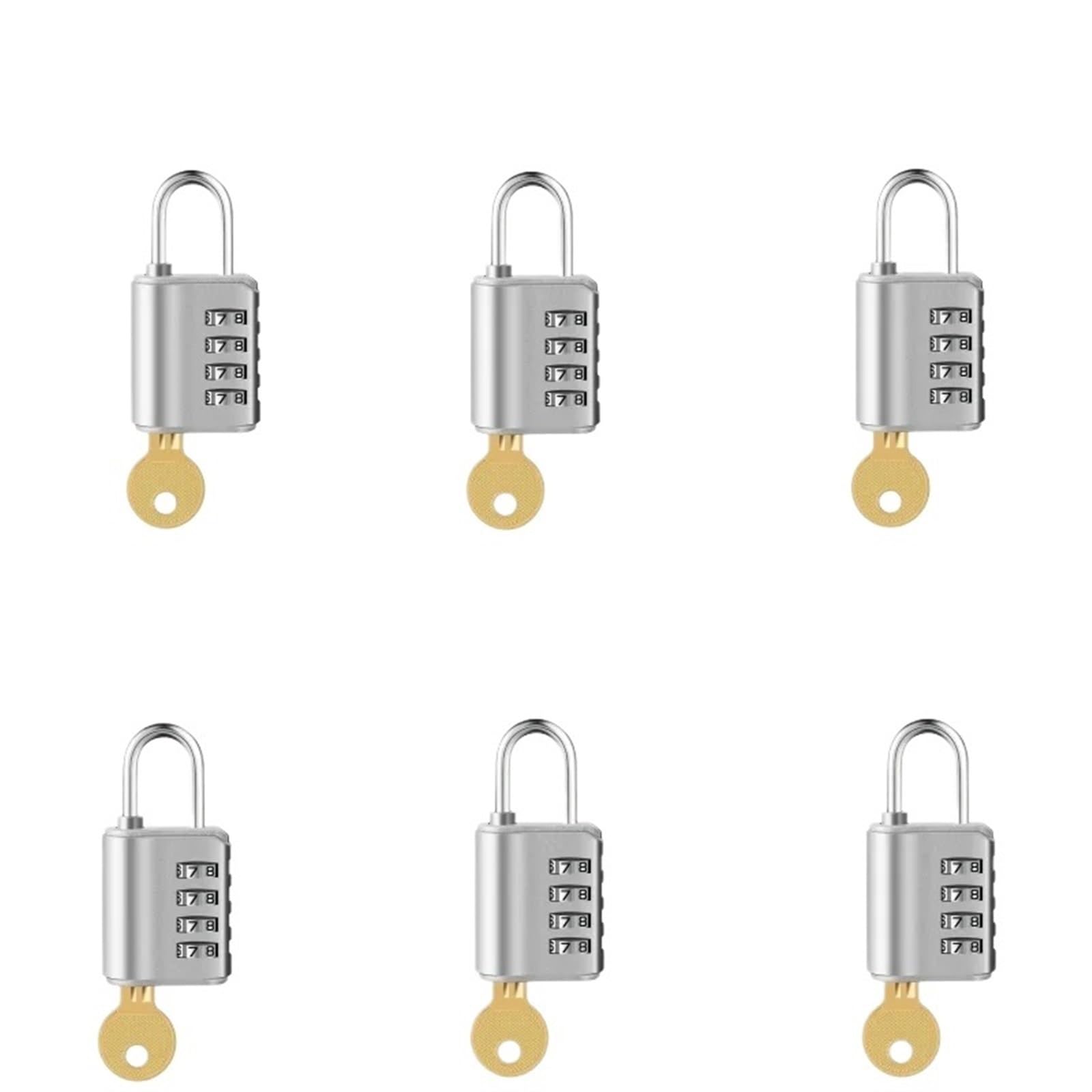 Cadenas Code Serrure à Combinaison à 4 Chiffres en Alliage de Zinc, avec clé, Gestion à Double Canal, casier de Gymnastique for école, Hangar, 3 pièces/6 pièces(6 Pcs)