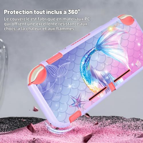 DLseego Couverture Compatible avec Switch Lite, Étui de Protection Rigide pour Switch Lite Coque avec 2 Capuchons de Poignée de Pouce, Violet – vue 2