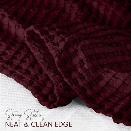 Image of Utopia Bedding 100% Cotton Waffle Weave Blanket Queen Size for Bed - Lightweight, Breathable Summer Blankets Soft and Cozy, Gifts for Women Home Room Decor (Burgundy, 90x90 Inch)