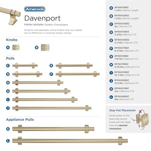 Image of Amerock Davenport 7-9 /16 inch (192mm) Center-to-Center Golden Champagne Cabinet Pull, BP36618BBZ
