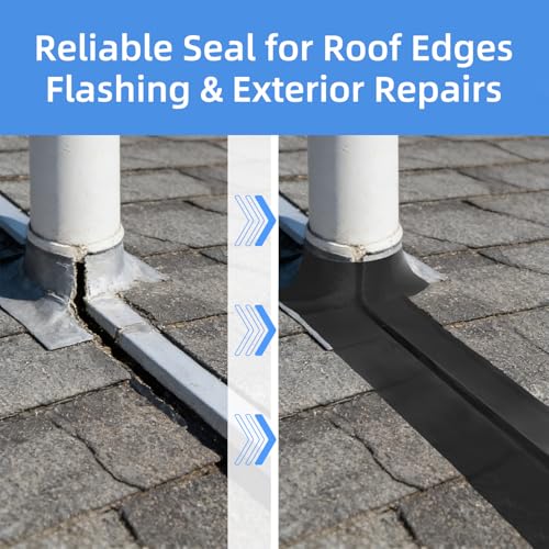 AMOGATO Black Flashing Tape - 4 Inch x 90ft, Flexible Weatherproof Sealing Tape for Home Exterior Repairs, Windows, Doors, Roof Edges & Outdoor Projects
