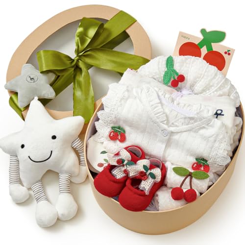 Canastilla Regalo Bebé Recien Nacido Niño Niña con Mameluco Bebe Toallas De Baño Babero Calcetines Sombrero Juguetes Musicales de Peluche Regalo Esenciales Cesta Bebe Recién Nacido Niña Baby Shower