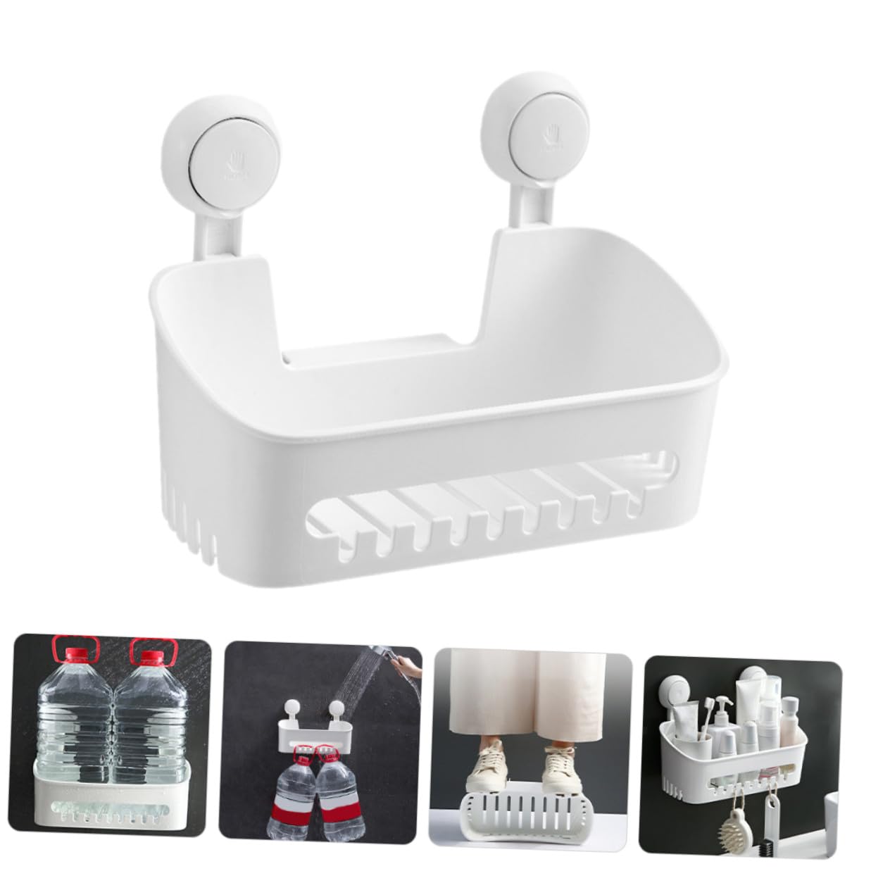 Étagère de Rangement à Ventouses pour Salle de Bain en Abs Blanc
